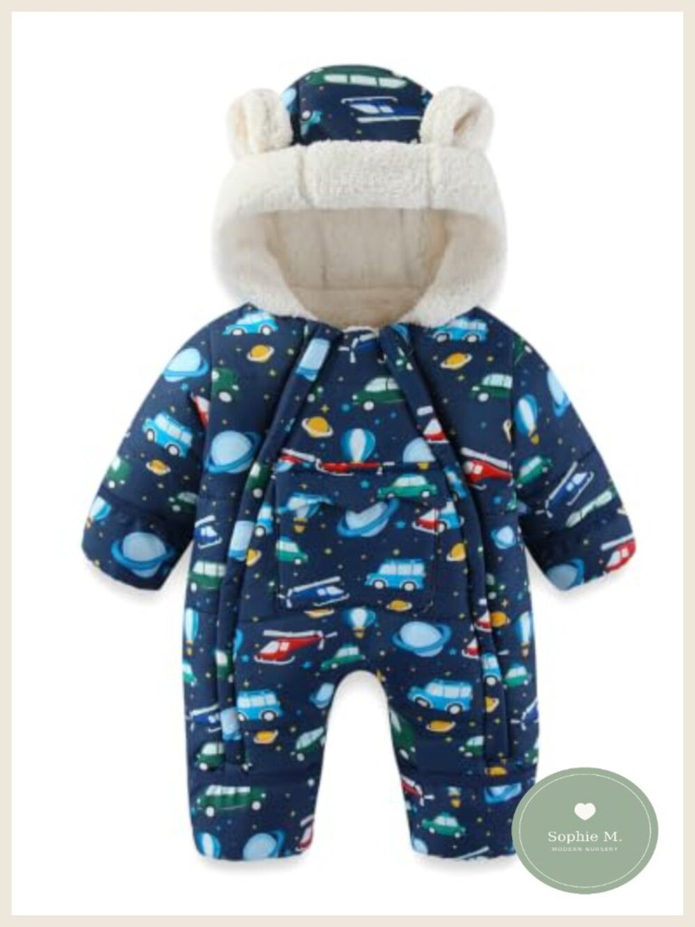 Baby Winter Snowsuit Boys Girls Fold-Over Hand & Foot Covers Water-Resistant